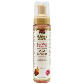 African Pride Moisture Miracle Rose Water & Argan Oil Soft & Smooth Curl Mousse 251ml