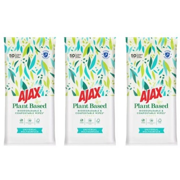 Ajax Reinigingsdoekjes Ajax Plant Based Biodegradable & Compostable Wipes Citrus Mint Scent 3 x 50 st