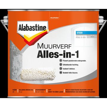 Alabastine Muurverf 2in1 Renovatie Wit 2,5l