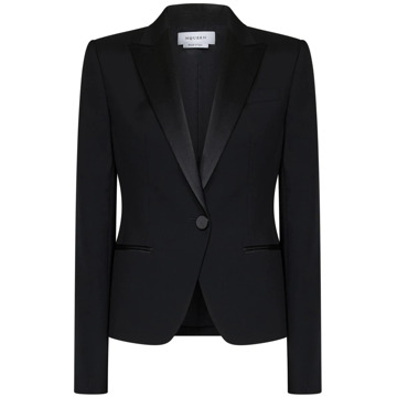 Alexander McQueen Zwarte Wol Tuxedo Jas Elegante Stijl Alexander McQueen , Black , Dames - M,S