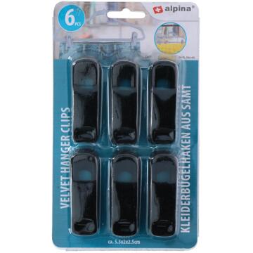 Alpina 6 Knijpers voor kleerhangers zwart