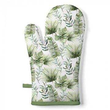 Ambiente Ovenhandschoen Jungle Leaves White groen