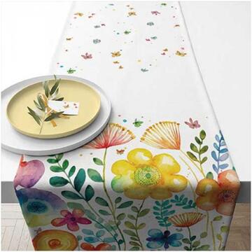 Ambiente Tafelloper 40x150cm Vibrant Spring White multi