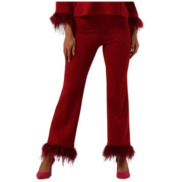 Ana Alcazar Rode Elegante Broek met Veren Ana Alcazar , Red , Dames - Xl,L,M