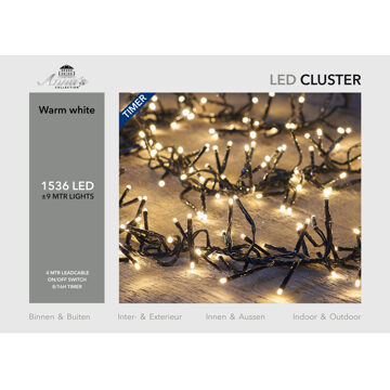 Anna's Collection Cluster Lights 1536l/9m Led Warm Wit - 4m Aanloopsnoer Zwart - Bi-bui Trafo Anna's Collection