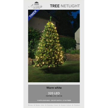 Anna's Collection Kerstboom lichtnet - 320 led lampjes - warm wit - 250 cm - timer - netverlichting