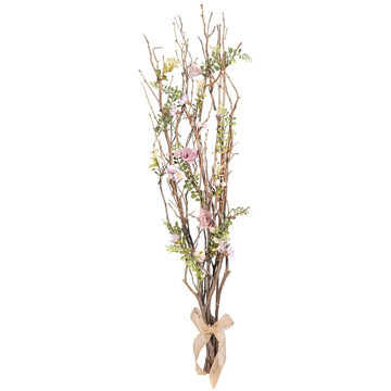 Anna's Collection Kunst paastakken met bloemen - 78 cm - lente/paasdecoratie - siertakken/paas tak Paars