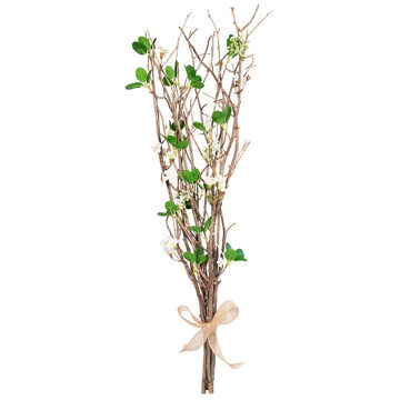 Anna's Collection Kunst paastakken met bloemen - 78 cm - lente/paasdecoratie - siertakken/paas tak Wit