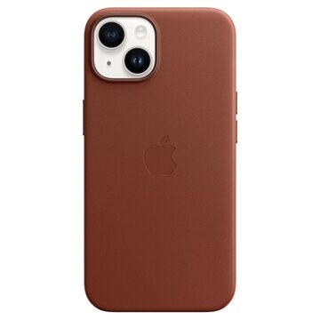 Apple Leather Backcover MagSafe voor de iPhone 14 - Umber Bruin