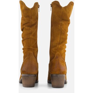 Aqa Hoge plooi laarzen cognac Suede - 41,40,38,37