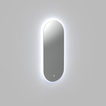 Arcqua Badkamerspiegel Arcqua Reflect Ovaal 40x100 cm Verticaal Incl. LED Verlichting Wit Chroom