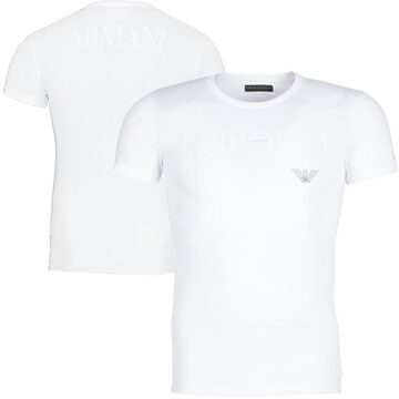 Armani Basis Ronde Hals Shirt Wit met Glansprint - XL