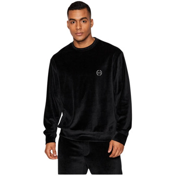 Armani Exchange Velours Rechte Sweater - Zwart Armani Exchange , Black , Heren - Xl,Xs