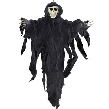 Atosa Halloween/horror thema hang decoratie spook/skelet - enge/griezelige pop - 78 cm - Feestdecoratievoorwerp Zwart