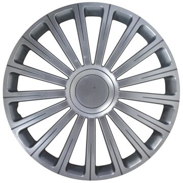 Autostyle 4-Delige Wieldoppenset Radical 14-inch zilver + chroom ring