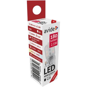 Avide LED G9 2.5-25W 3000K Warm Wit 180lm