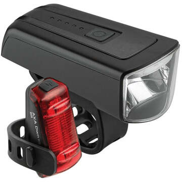 Axa Verlichtingsset Dwn Set 70 Lux USB-C oplaadbaar Zwart