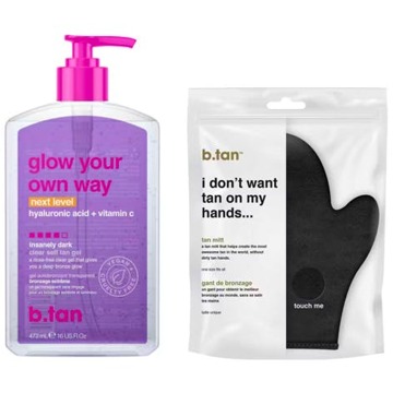 B.Tan Zelfbruiner B.Tan Glow Your Own Way Next Level + I Don't Want Tan On My Hands Tan Mitt 473 ml + 1 st