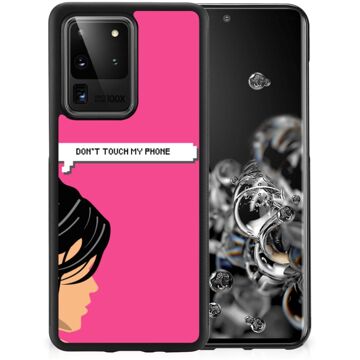 B2Ctelecom Back Case Siliconen Hoesje Samsung Galaxy S20 Ultra Smartphone Hoesje met Zwarte rand Woman Don't Touch My Phone