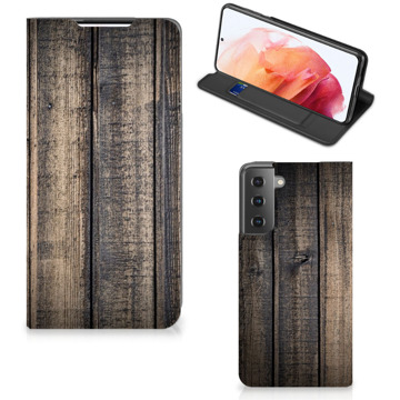 B2Ctelecom Leuk Case Cadeau voor Mannen Samsung Galaxy S21 Smart Cover Steigerhout