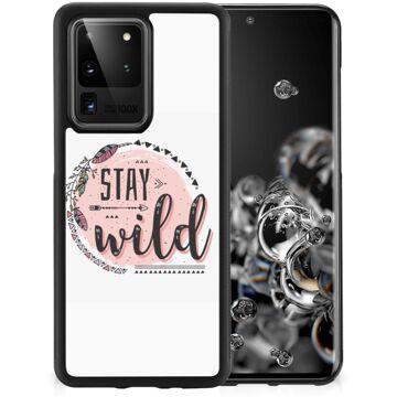 B2Ctelecom Siliconen Back Cover Samsung Galaxy S20 Ultra Telefoon Hoesje met Zwarte rand Boho Stay Wild