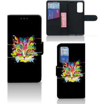 B2Ctelecom Wallet Book Case Huawei P40 Smartphone Hoesje Cat Color Leuke Verjaardagscadeaus