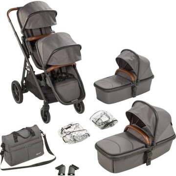 BabyGO Duo Kinderwagen Duo Grey / brown grip Grijs