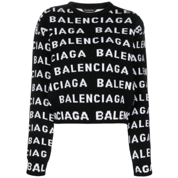 Balenciaga Logo Wollen Trui Balenciaga , Black , Dames - L,M,S,Xs