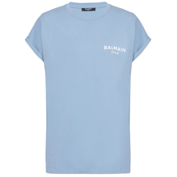 Balmain Flock T-shirt Balmain , Blue , Dames - Xl,L,M,S,Xs