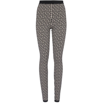 Balmain Gebreide legging met monogram Balmain , Black , Dames - L,M,S,Xs,2Xs