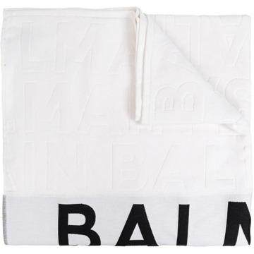 Balmain Handdoek met logo Balmain , White , Heren - ONE Size