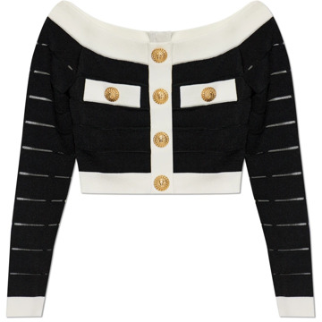 Balmain Top met knopen Balmain , Black , Dames - L,M,S,Xs,2Xs