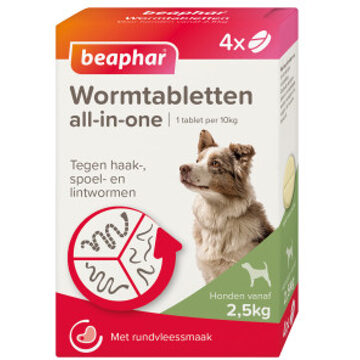 Beaphar All In One Ontwormingsmiddel - Hond 2.5-40 kg - 4 Tabletten