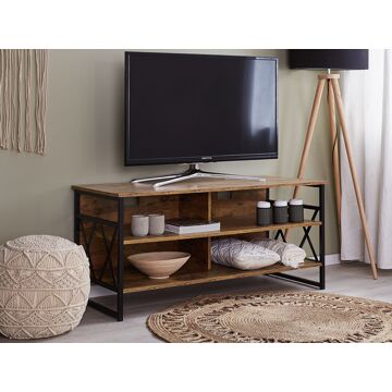 Beliani CARLISLE TV-meubel donkere houtkleur Bruin