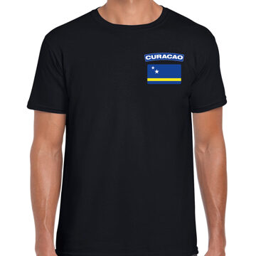 Bellatio Decorations Curacao t-shirt met vlag zwart op borst voor heren