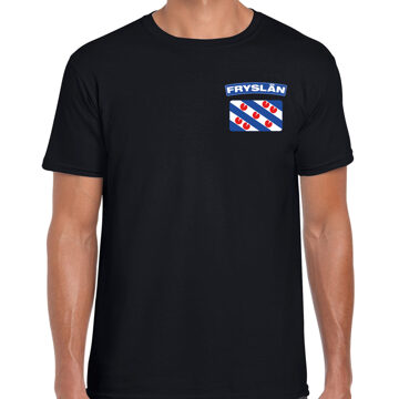 Bellatio Decorations Fryslan t-shirt met vlag Friesland zwart op borst voor heren