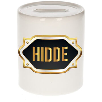 Bellatio Decorations Naam cadeau spaarpot Hidde met gouden embleem Multi