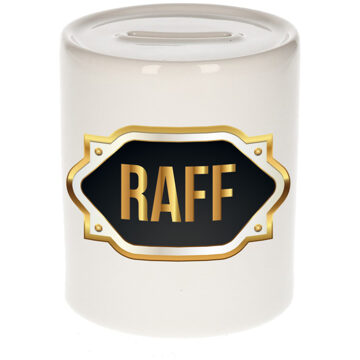 Bellatio Decorations Naam cadeau spaarpot Raff met gouden embleem Multi