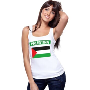 Bellatio Decorations Singlet shirt/ tanktop Palestijnse vlag wit dames