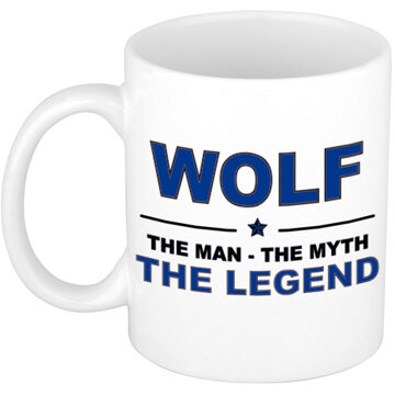 Bellatio Decorations Wolf The man, The myth the legend cadeau koffie mok / thee beker 300 ml