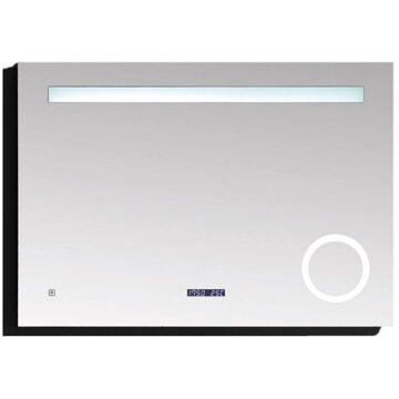 Best Design Badkamerspiegel Linet 120x70cm Geintegreerde LED Verlichting Touch Lichtschakelaar met Klok en Verlichting