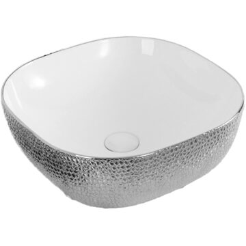 Best Design Waskom Royal Zilver Opbouw Keramiek 42.5x14.5 cm Zilver