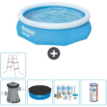 Bestway Rond Opblaasbaar Fast Set Zwembad - 305 X 76 Cm - Blauw - Inclusief Accessoires Cb14