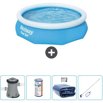 Bestway Rond Opblaasbaar Fast Set Zwembad - 305 X 76 Cm - Blauw - Inclusief Accessoires Cb54