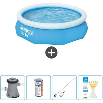 Bestway Rond Opblaasbaar Fast Set Zwembad - 305 X 76 Cm - Blauw - Inclusief Accessoires Cb58