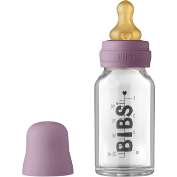 BIBS Baby Accessoires BIBS Baby Glass Bottle Complete Set Latex Mauve 110 ml