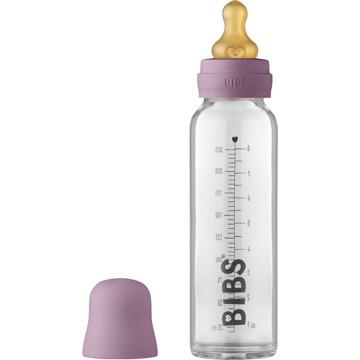 BIBS Baby Accessoires BIBS Baby Glazen Fles Complete Set Latex Mauve 225 ml