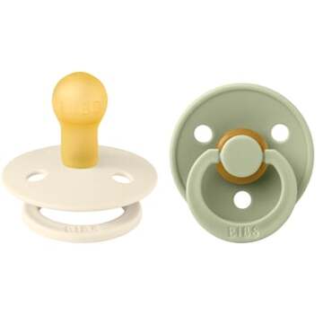 BIBS Colour Pacifier - Stage 1 Fopspeen - 0+ Maanden - 2 Stuks - Ivory / Sage