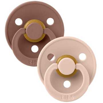 BIBS Colour Pacifier - Stage 1 Fopspeen - 0+ Maanden - 2 Stuks - Woodchuck / Blush