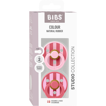 BIBS Speen BIBS Pacifier Studio Colour Block Latex Size 2 Baby Pink Coral Mix 2 st